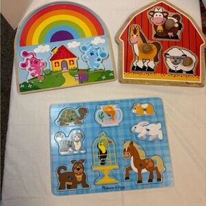 Melissa & Doug Farm, Animal and Blues Clues Wooden Puzzles